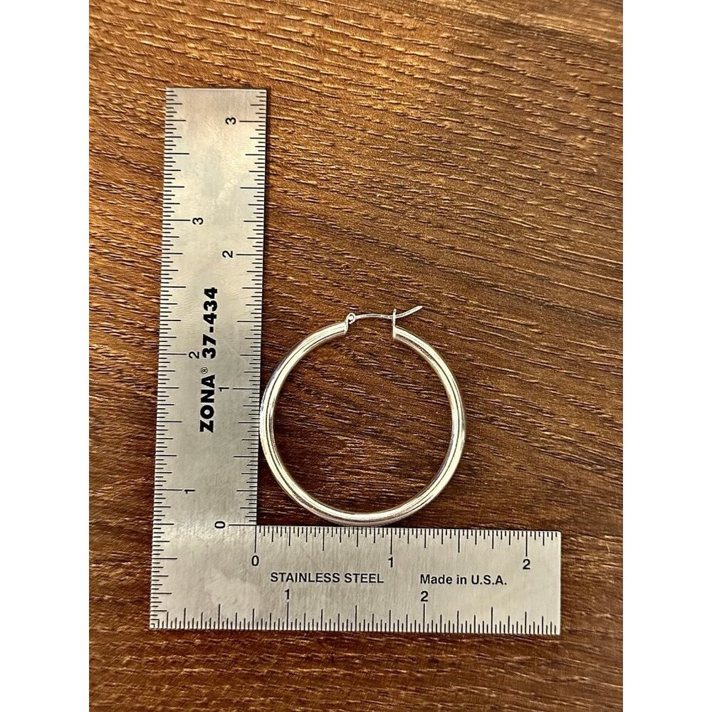 1.5" Large Hoops Silver Earrings - Picture 3 of 3